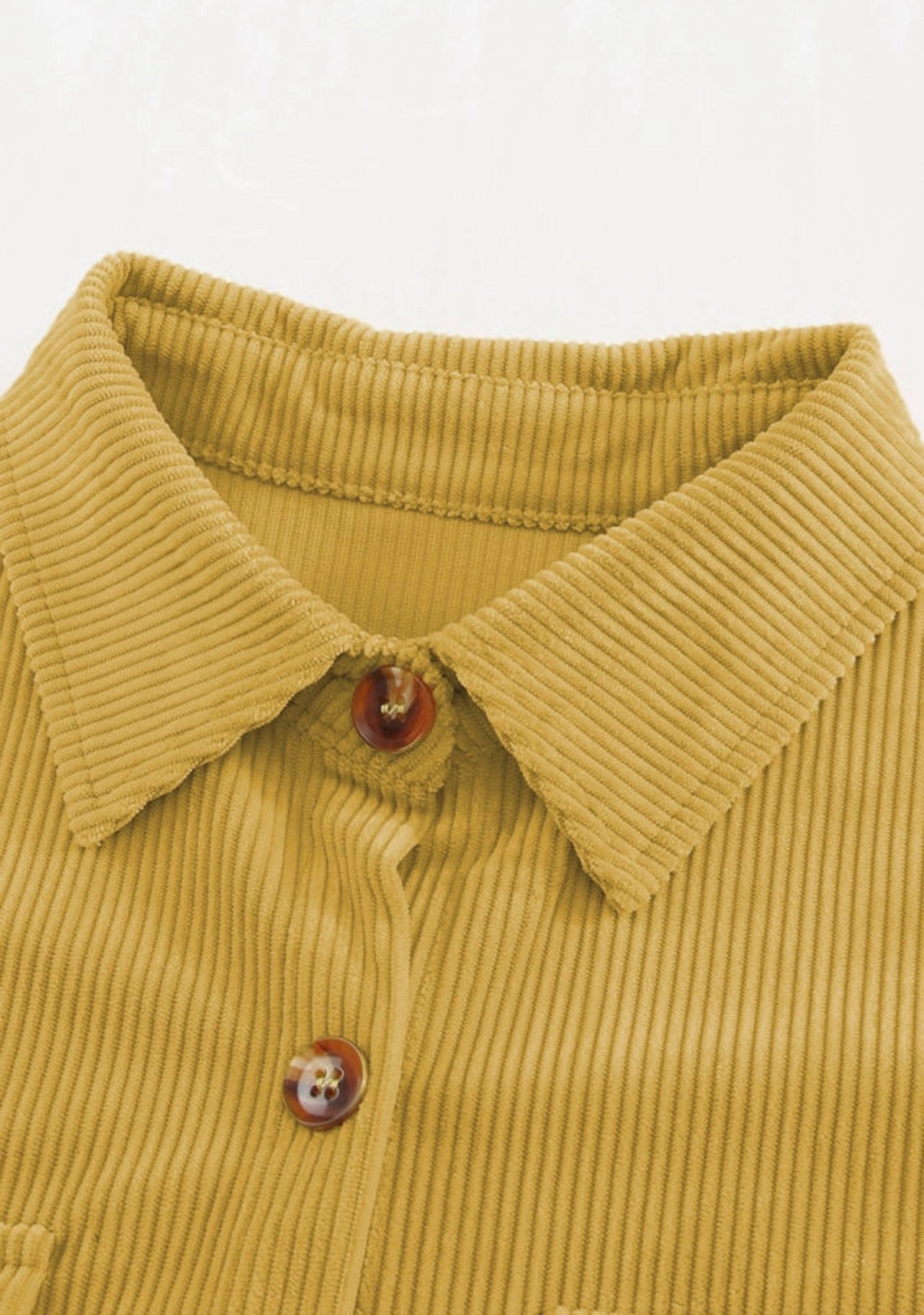 Mustard with Brown Buttons Ribbed Shacket