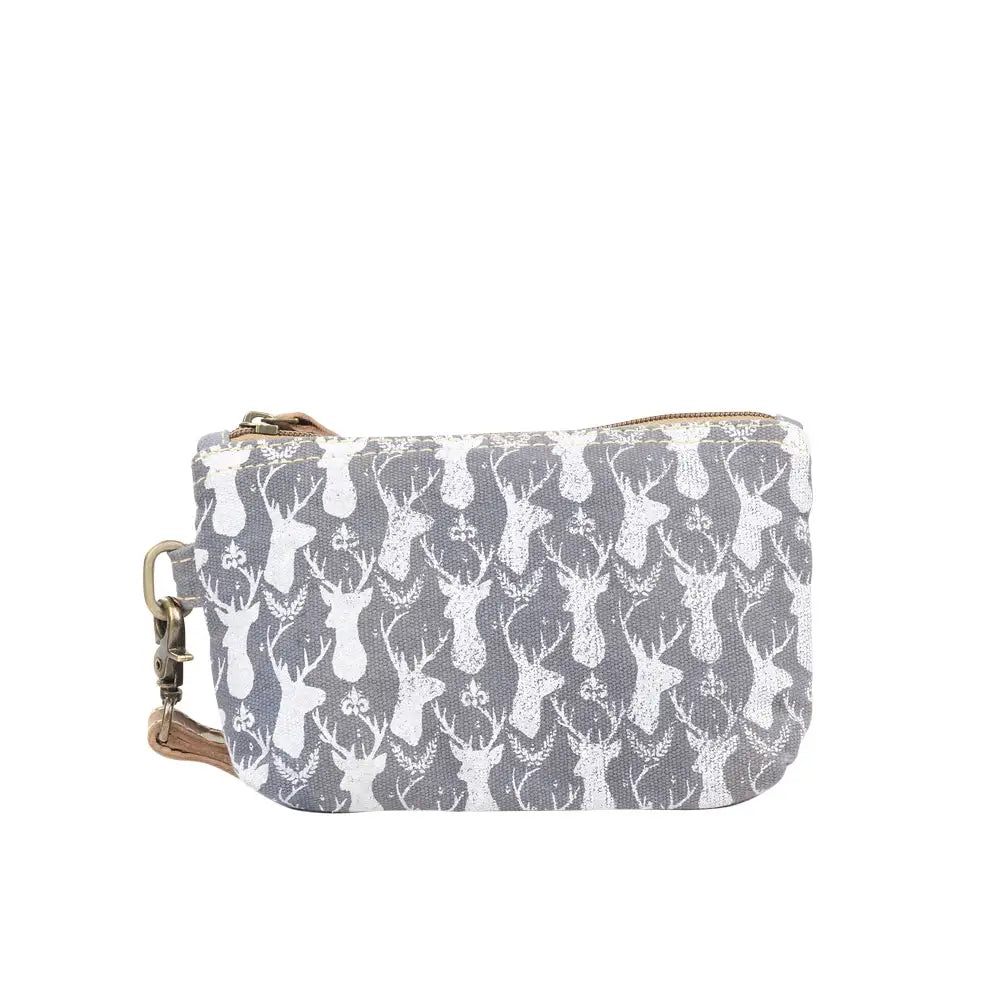 Canvas Deer Wristlet Pouch Clutch