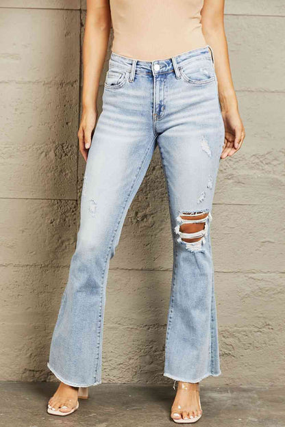 BAYEAS Mid Rise Distressed Flare Jeans ***