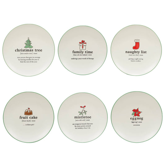 Christmas Fun Green Sayings Dessert Plate 8.5in