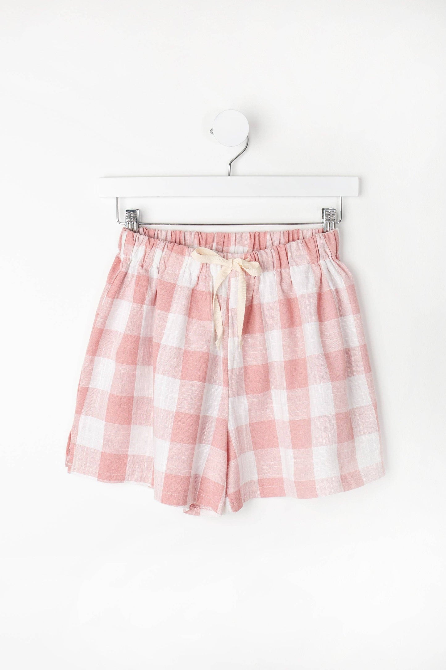 Phoebe Linen Pink and White Check PJ Shorts