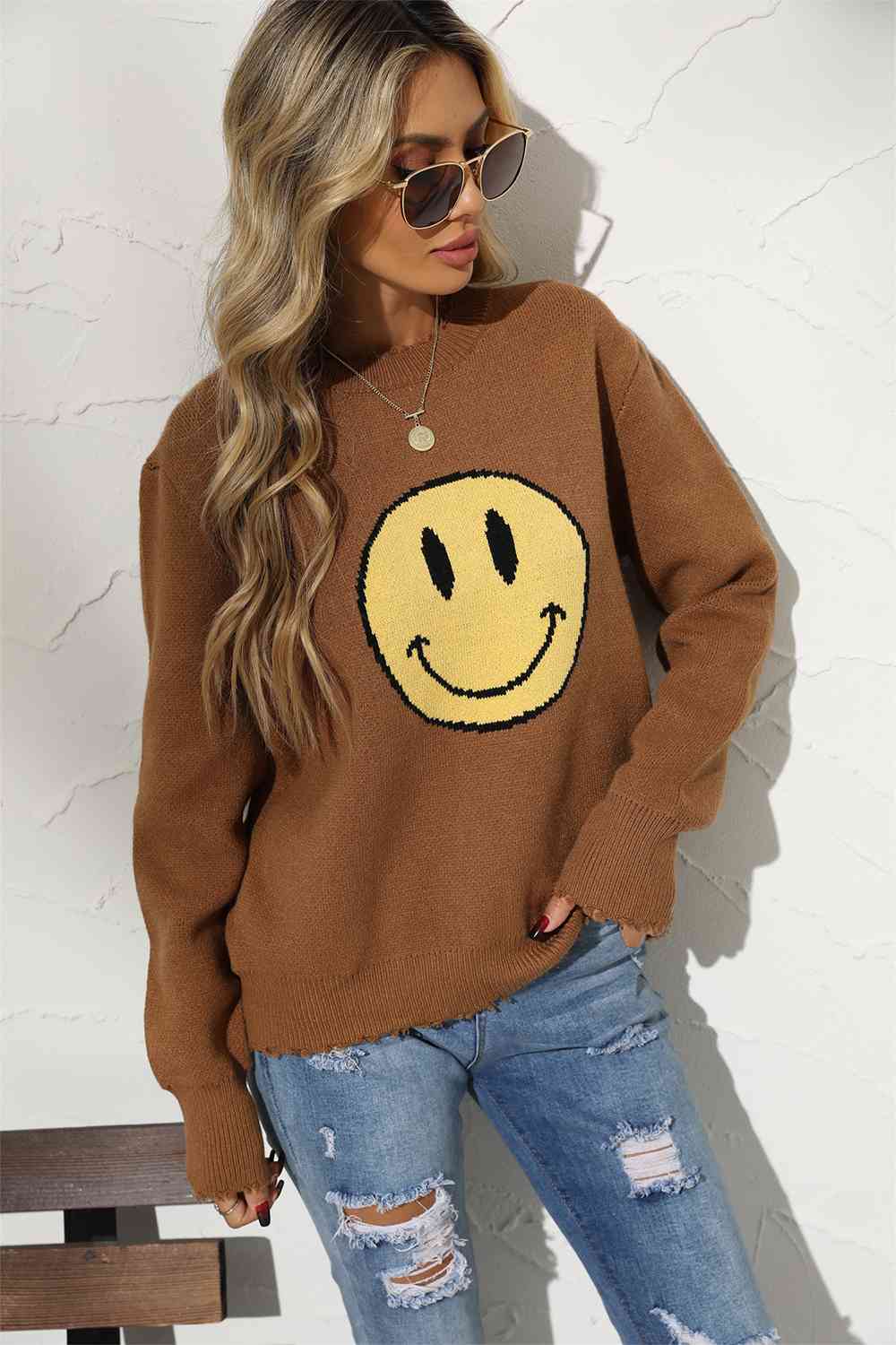 Smiley Face Graphic Sweater****