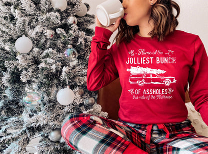 Red Christmas Jolliest Bunch Long Sleeve T-Shirt