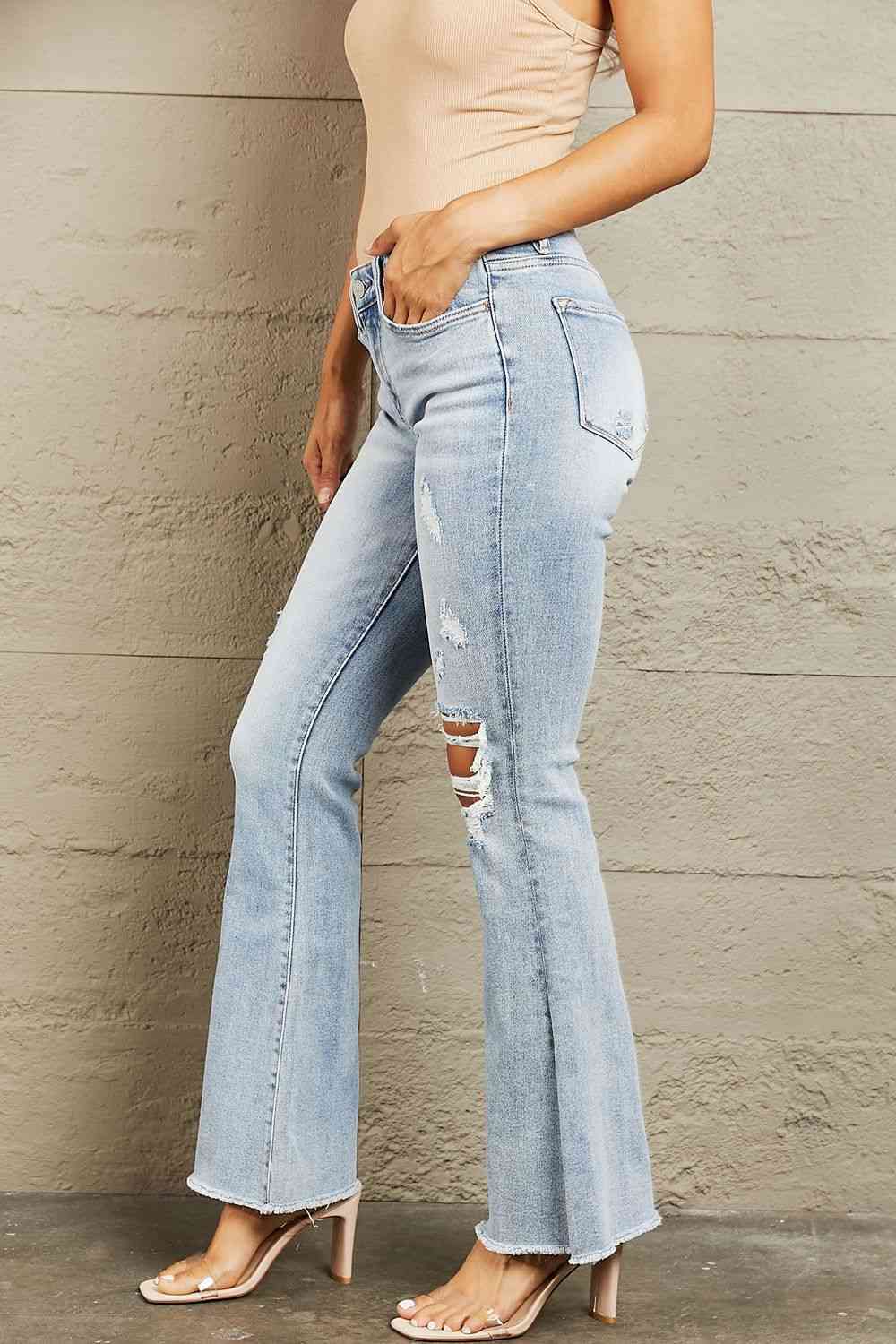 BAYEAS Mid Rise Distressed Flare Jeans ***