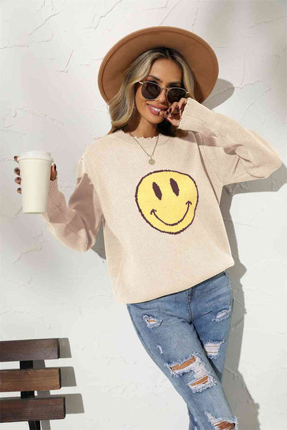 Smiley Face Graphic Sweater****