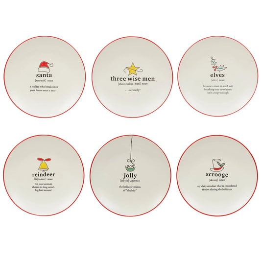 Christmas Fun Red Sayings Dessert Plate 8.5in is Certified International
