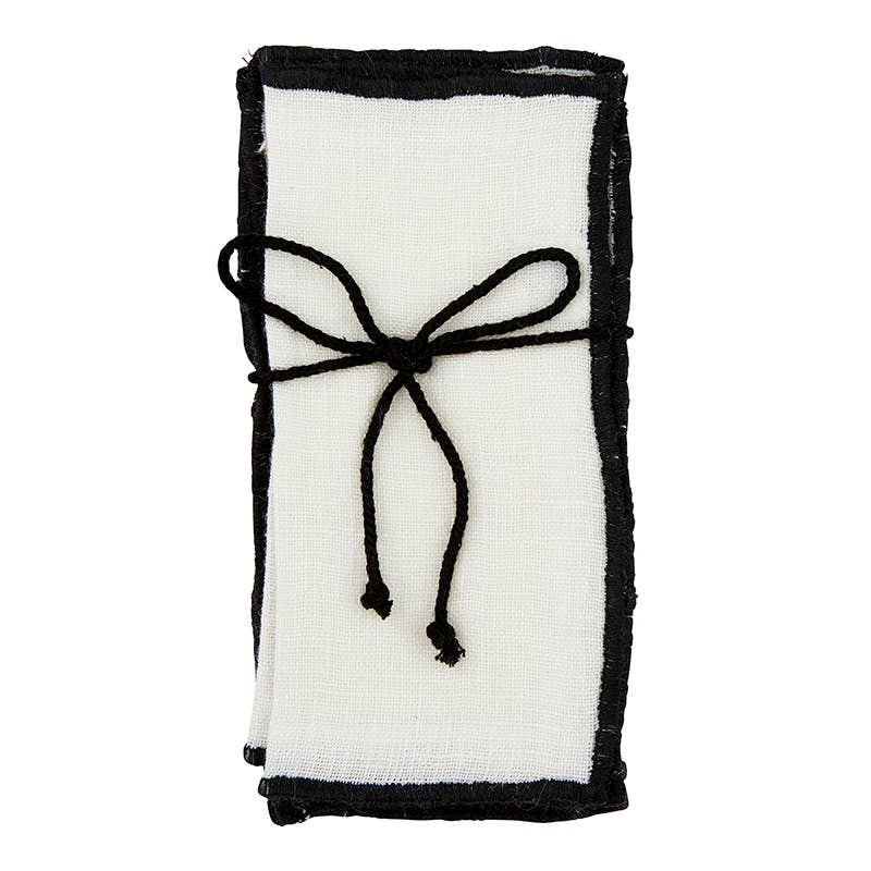 Ivory with Black Linen Napkins