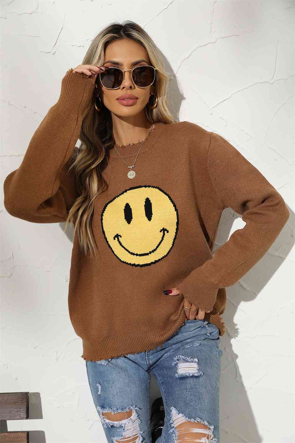 Smiley Face Graphic Sweater****