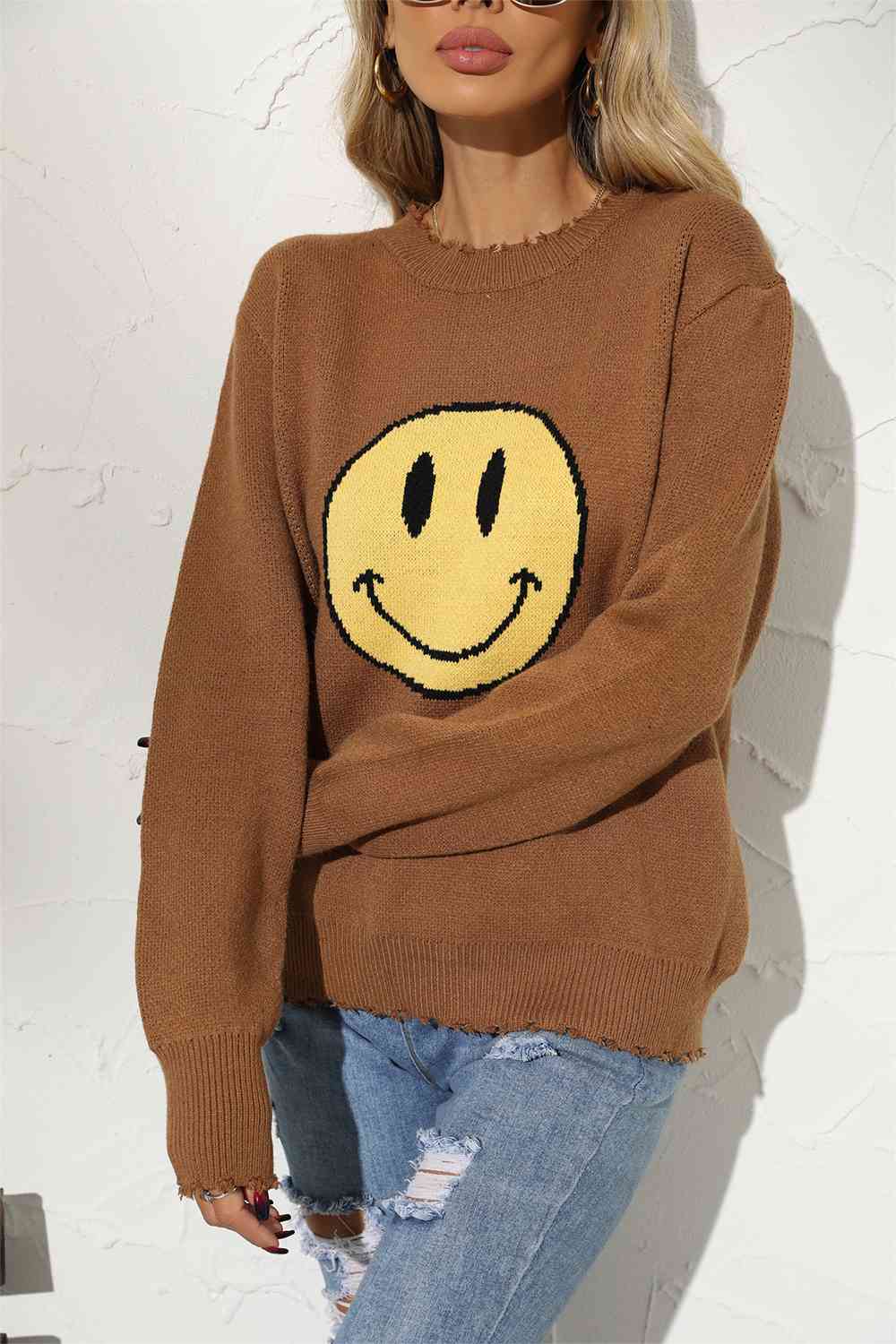 Smiley Face Graphic Sweater****