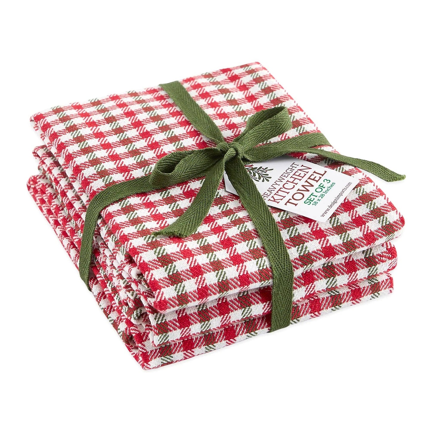 Christmas Holiday Houndstooth Heavyweight Dishtowel Set Of 3