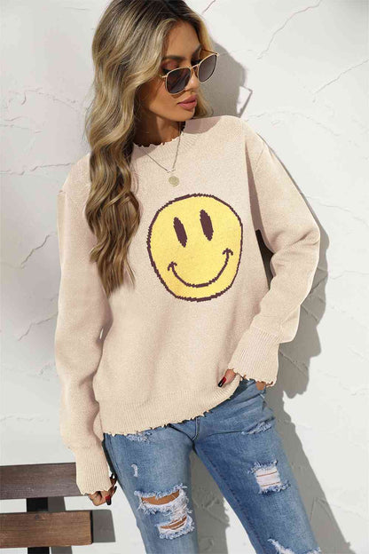 Smiley Face Graphic Sweater****