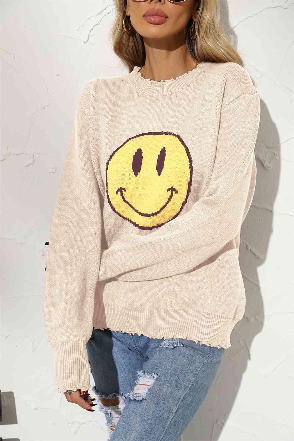 Smiley Face Graphic Sweater****