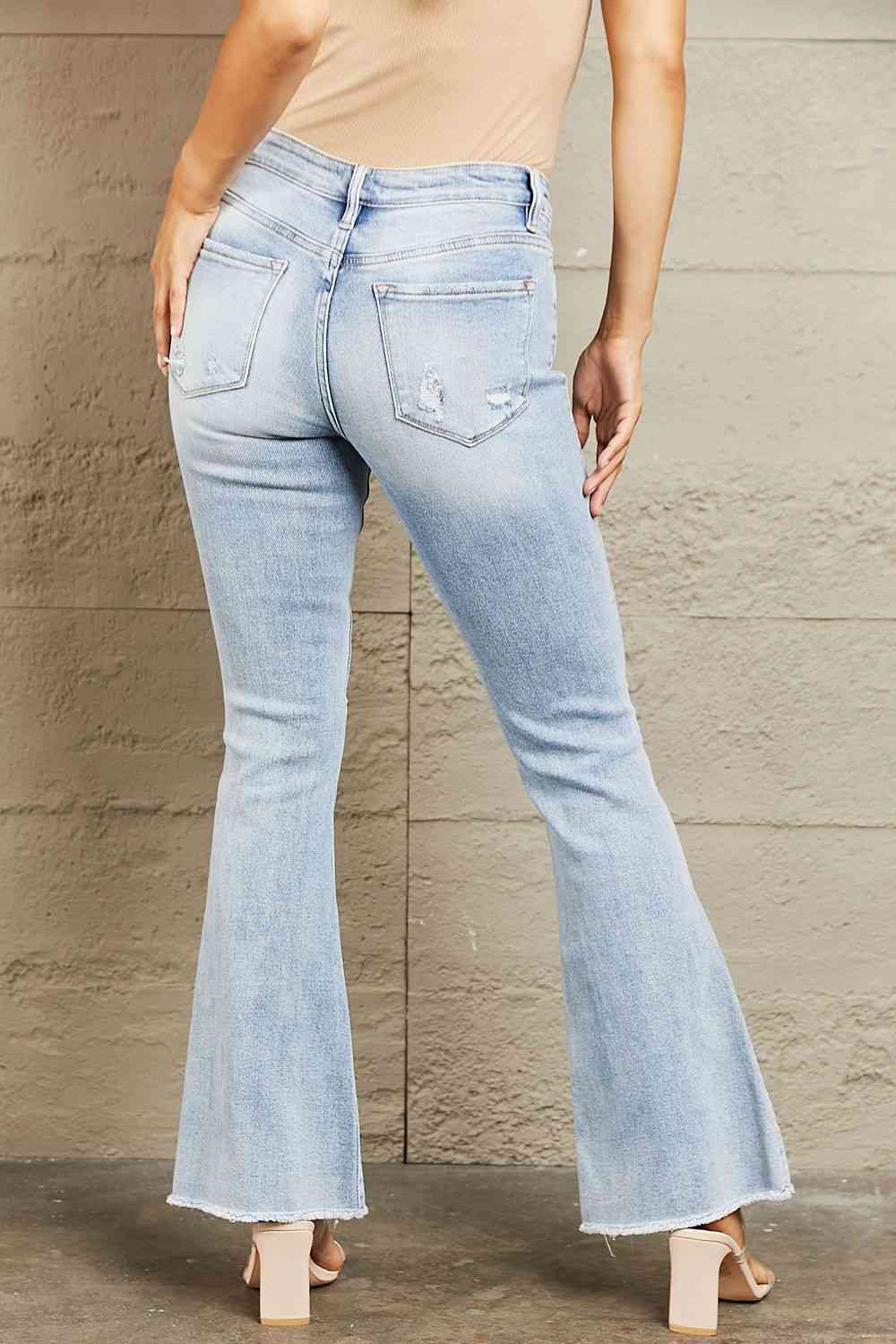 BAYEAS Mid Rise Distressed Flare Jeans ***