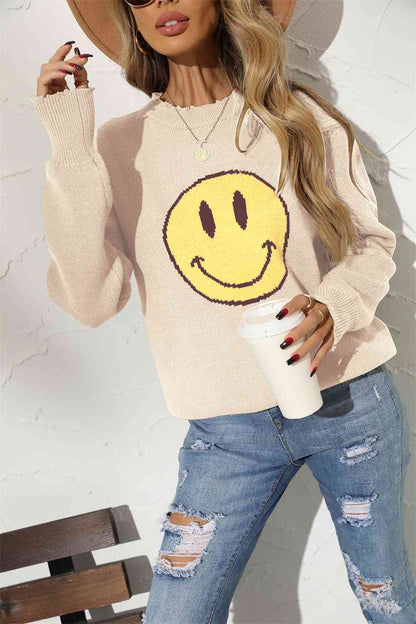 Smiley Face Graphic Sweater****