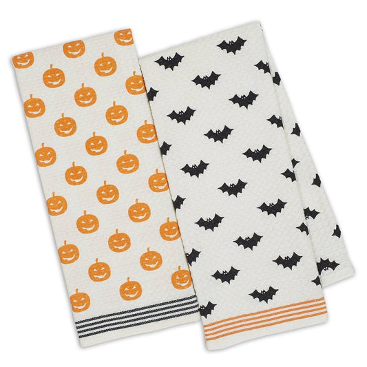 Halloween Bats & Pumpkins Printed Dishtowels