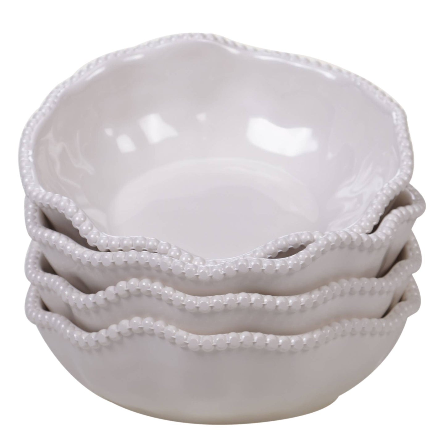 Perlette Beaded Cream Melamine Cereal Bowl